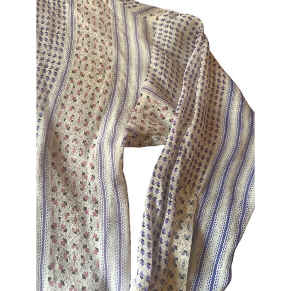 Intropia Womens Lilac & White Patterned Button-Up Blouse Size 34 Cotton Blend - Picture 4 of 6